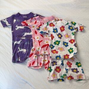 Hanna Andersson Unicorn and Floral Kids Pajama Lot - Purple, Pink, White